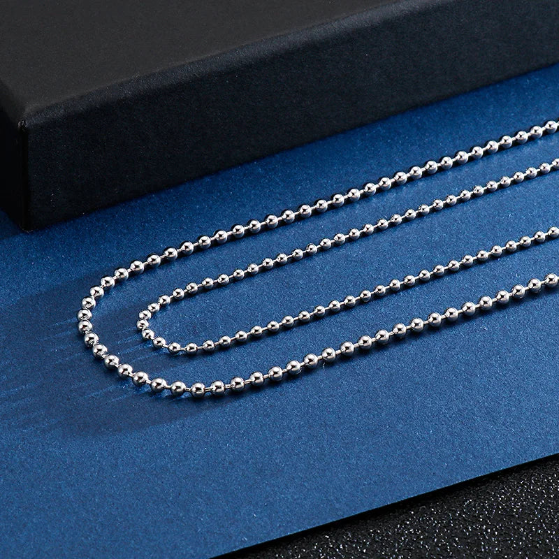 Simple Link Chain DIY Long Necklaces for Men Silver Color Stainless Steel Balls Men Collar Choker Hip Hop Male Jewelry Wholesale