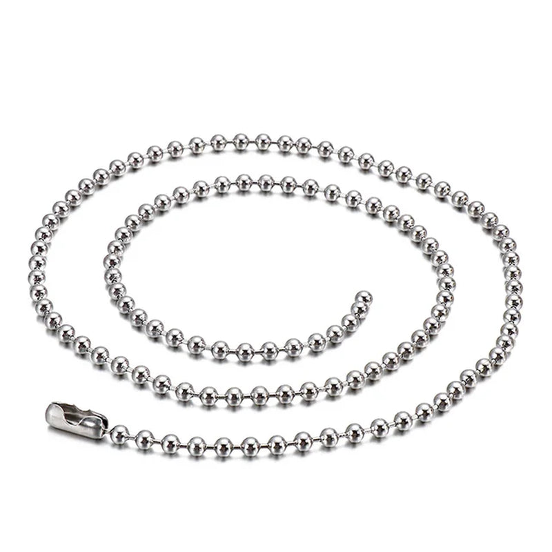 Simple Link Chain DIY Long Necklaces for Men Silver Color Stainless Steel Balls Men Collar Choker Hip Hop Male Jewelry Wholesale