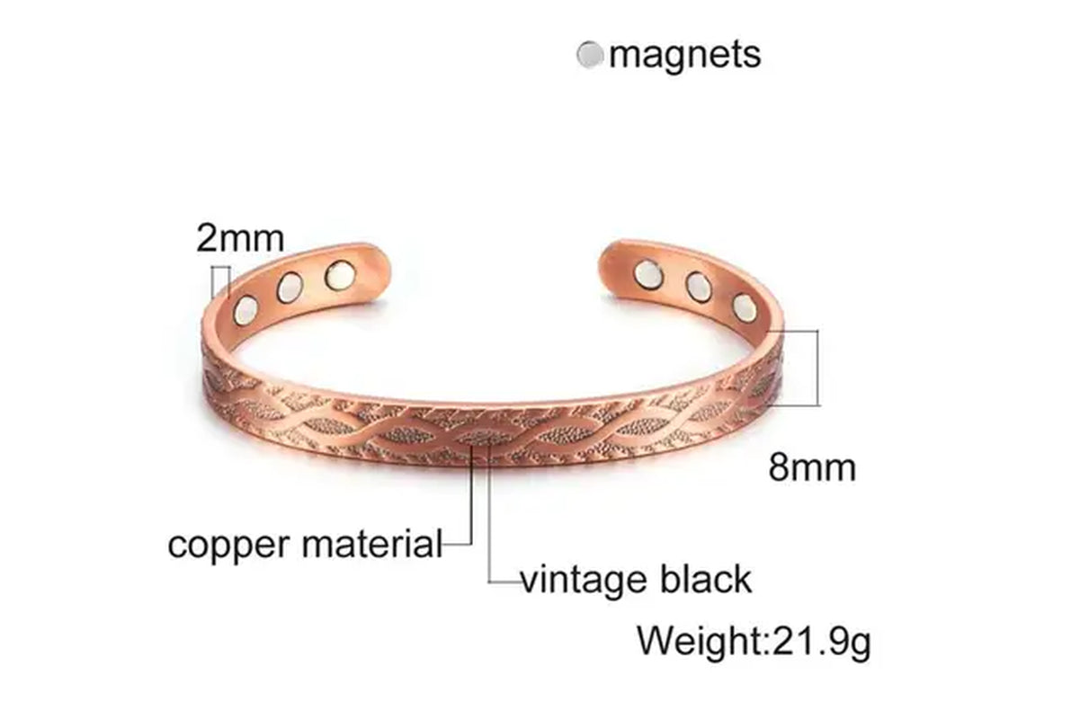 Pure Copper Bracelets Men Magnetic Arthritis Relief Adjustable Magnets Cuff Banglse Health Energy Jewelry Women Men