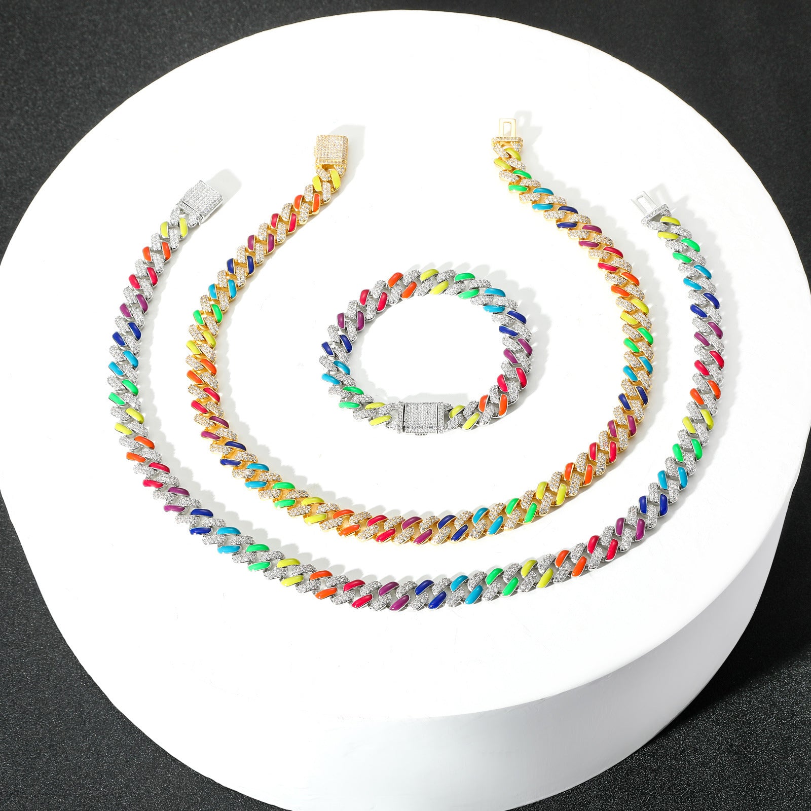 Chain Colorful Cuban Rainbow Zircon