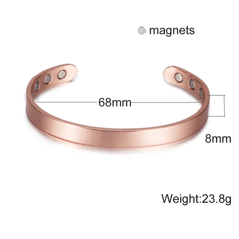 Pure Copper Bracelets Men Magnetic Arthritis Relief Adjustable Magnets Cuff Banglse Health Energy Jewelry Women Men