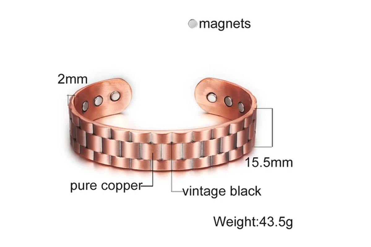 Pure Copper Bracelets Men Magnetic Arthritis Relief Adjustable Magnets Cuff Banglse Health Energy Jewelry Women Men