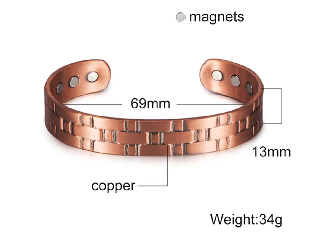 Pure Copper Bracelets Men Magnetic Arthritis Relief Adjustable Magnets Cuff Banglse Health Energy Jewelry Women Men