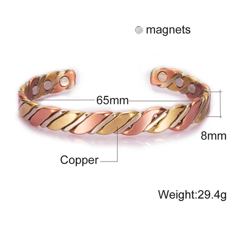 Pure Copper Bracelets Men Magnetic Arthritis Relief Adjustable Magnets Cuff Banglse Health Energy Jewelry Women Men