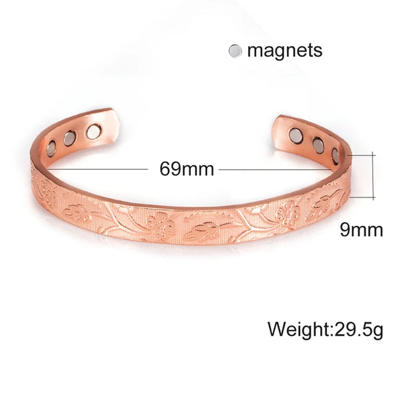 Pure Copper Bracelets Men Magnetic Arthritis Relief Adjustable Magnets Cuff Banglse Health Energy Jewelry Women Men