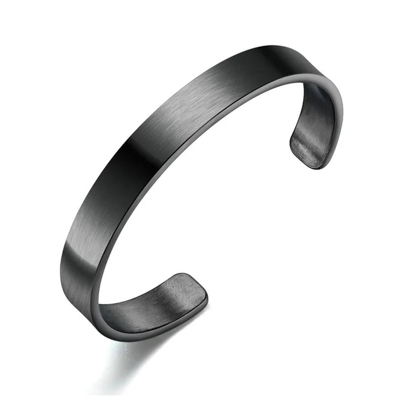 Men Statement Cuff Bracelets Bangles Stainless Steel Black Silver Color Fashion Male Jewelry Father Gift New Arrival