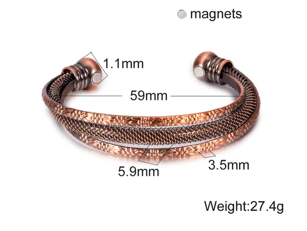 Pure Copper Bracelets Men Magnetic Arthritis Relief Adjustable Magnets Cuff Banglse Health Energy Jewelry Women Men