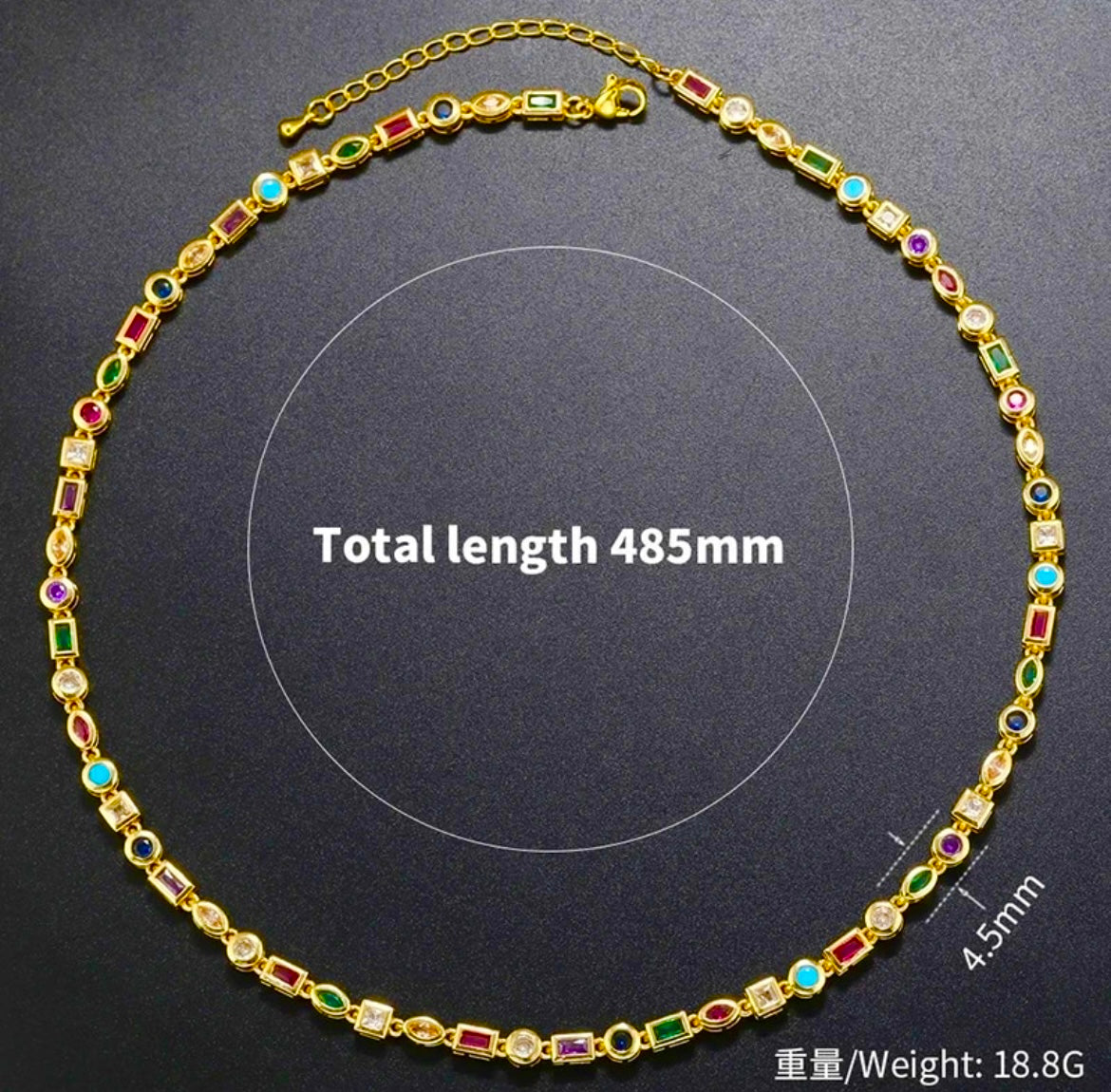 Chain Colorful Zircon Gems