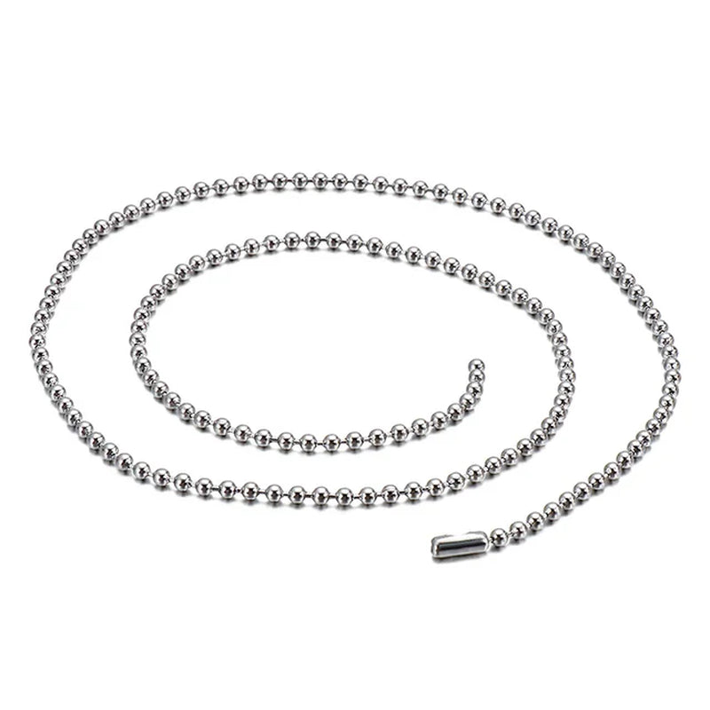 Simple Link Chain DIY Long Necklaces for Men Silver Color Stainless Steel Balls Men Collar Choker Hip Hop Male Jewelry Wholesale