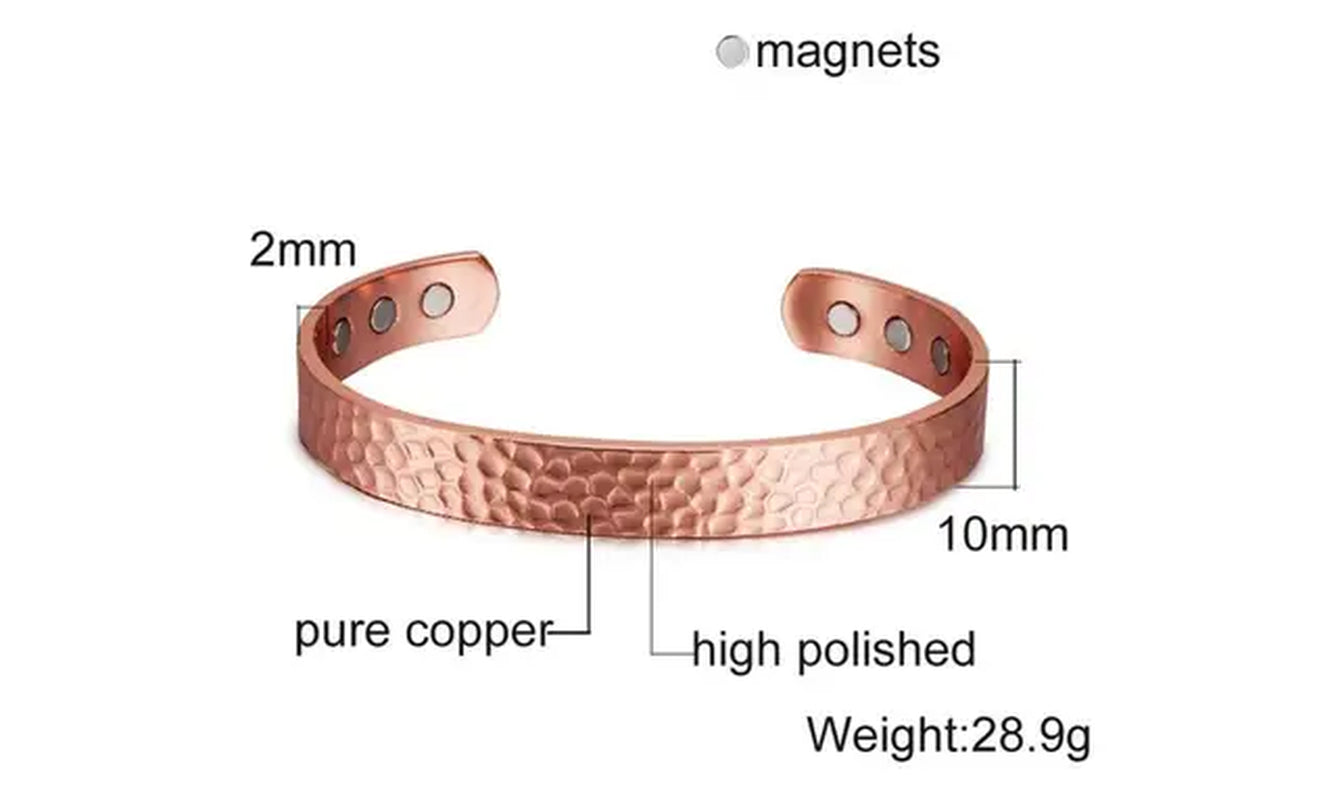 Pure Copper Bracelets Men Magnetic Arthritis Relief Adjustable Magnets Cuff Banglse Health Energy Jewelry Women Men