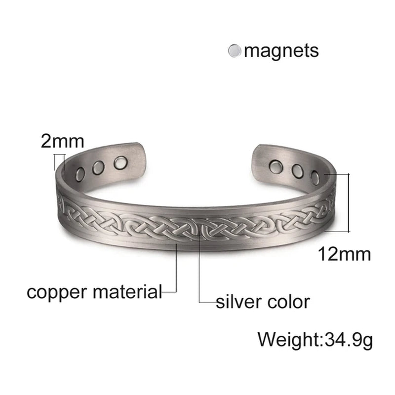 Pure Copper Bracelets Men Magnetic Arthritis Relief Adjustable Magnets Cuff Banglse Health Energy Jewelry Women Men