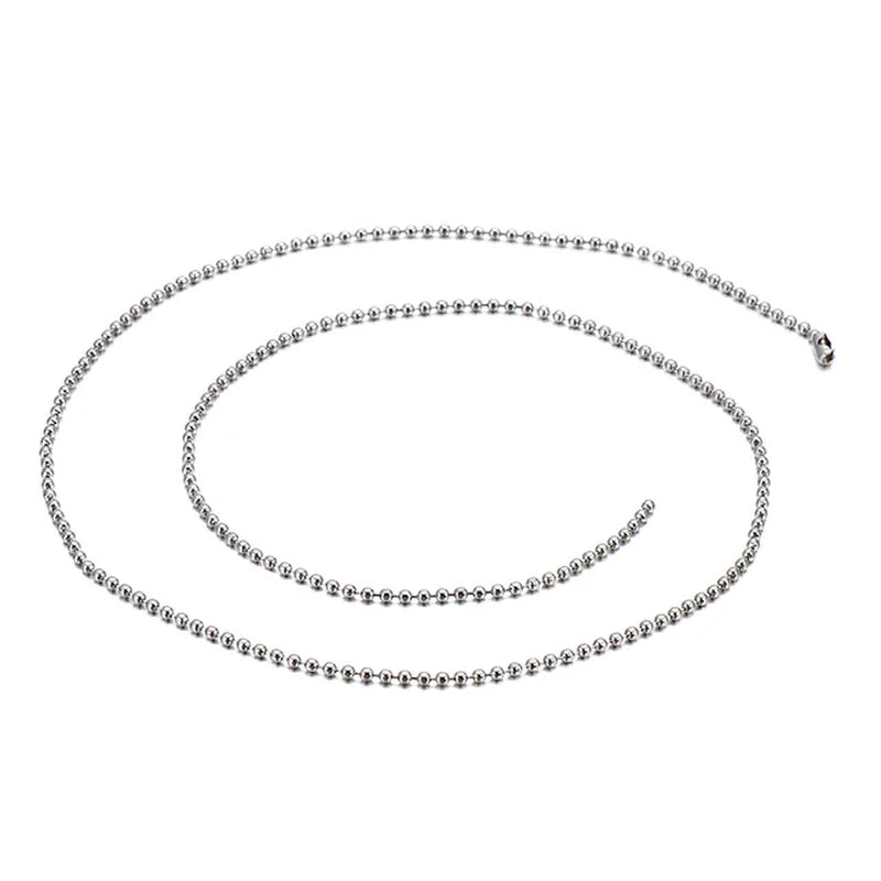 Simple Link Chain DIY Long Necklaces for Men Silver Color Stainless Steel Balls Men Collar Choker Hip Hop Male Jewelry Wholesale