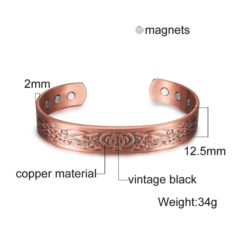 Pure Copper Bracelets Men Magnetic Arthritis Relief Adjustable Magnets Cuff Banglse Health Energy Jewelry Women Men