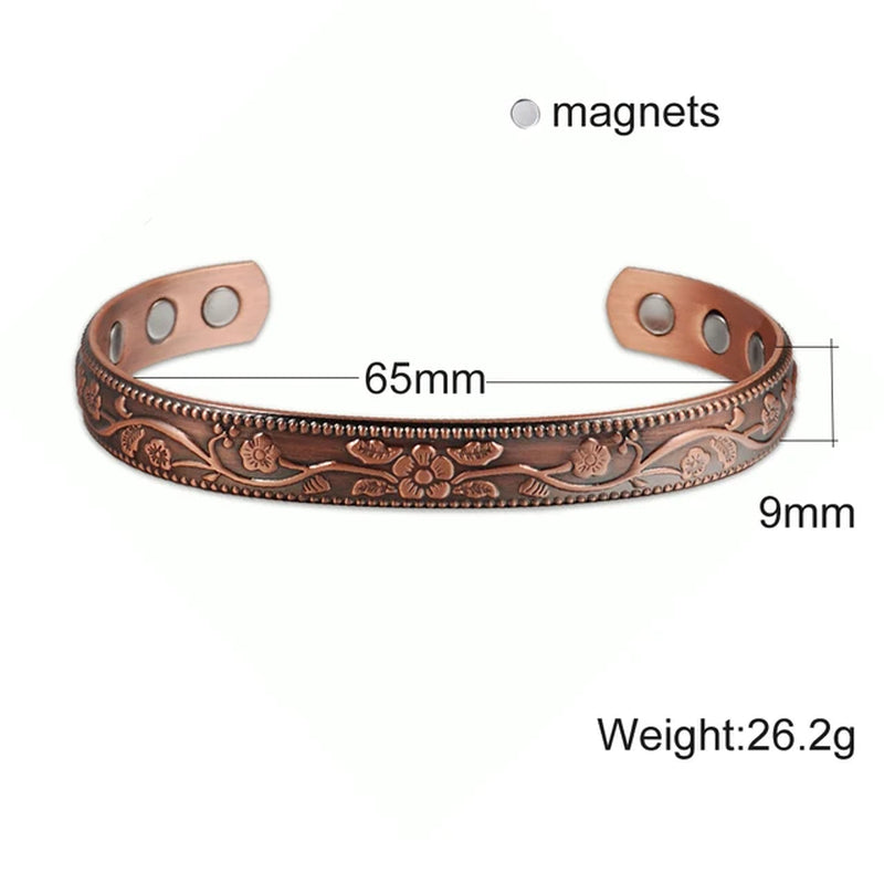 Pure Copper Bracelets Men Magnetic Arthritis Relief Adjustable Magnets Cuff Banglse Health Energy Jewelry Women Men