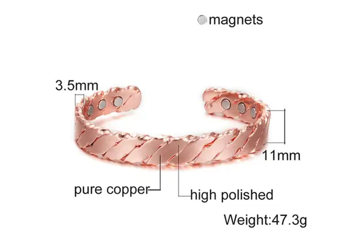 Pure Copper Bracelets Men Magnetic Arthritis Relief Adjustable Magnets Cuff Banglse Health Energy Jewelry Women Men