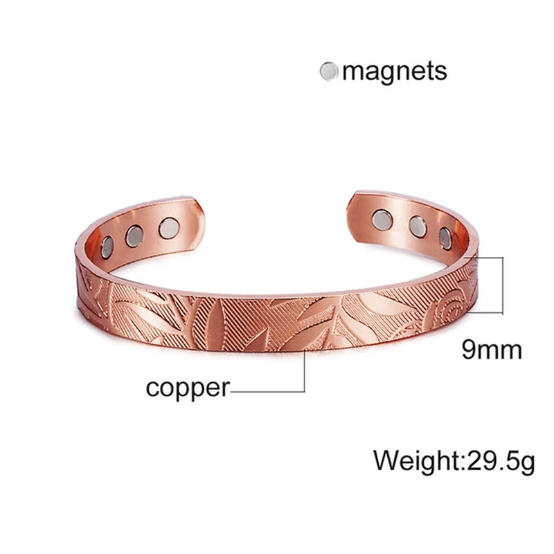 Pure Copper Bracelets Men Magnetic Arthritis Relief Adjustable Magnets Cuff Banglse Health Energy Jewelry Women Men