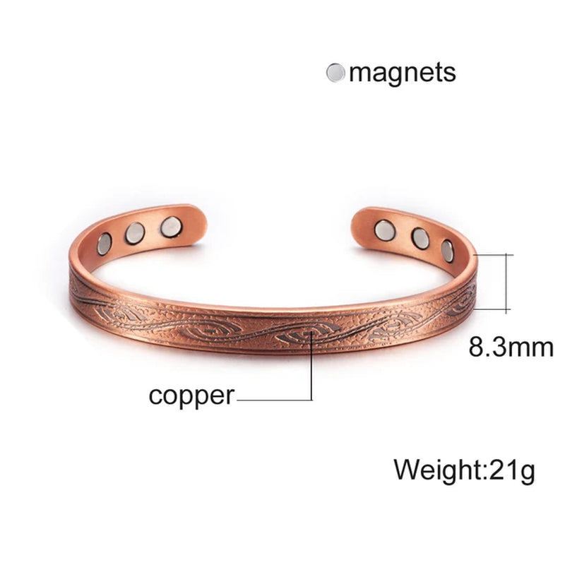 Pure Copper Bracelets Men Magnetic Arthritis Relief Adjustable Magnets Cuff Banglse Health Energy Jewelry Women Men