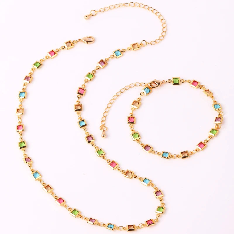 Chain Colorful Crystal Handmade Bohemia