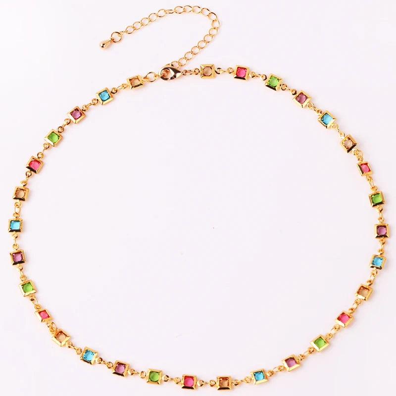 Chain Colorful Crystal Handmade Bohemia