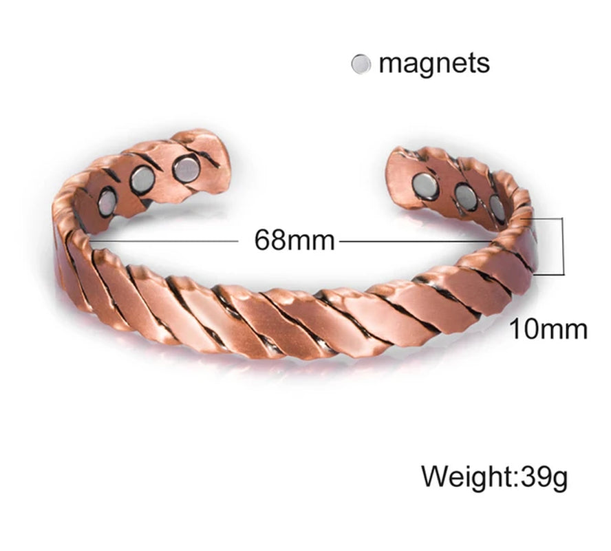 Pure Copper Bracelets Men Magnetic Arthritis Relief Adjustable Magnets Cuff Banglse Health Energy Jewelry Women Men