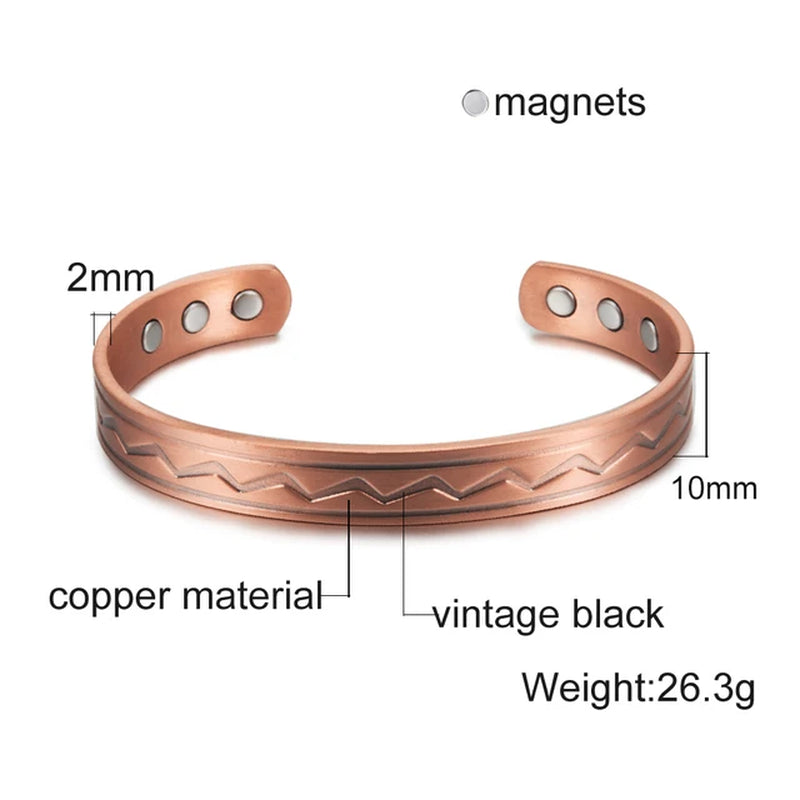 Pure Copper Bracelets Men Magnetic Arthritis Relief Adjustable Magnets Cuff Banglse Health Energy Jewelry Women Men