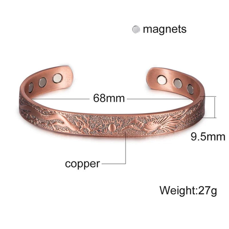 Pure Copper Bracelets Men Magnetic Arthritis Relief Adjustable Magnets Cuff Banglse Health Energy Jewelry Women Men