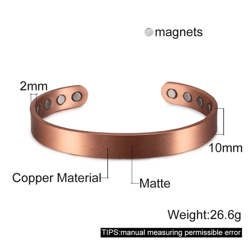 Pure Copper Bracelets Men Magnetic Arthritis Relief Adjustable Magnets Cuff Banglse Health Energy Jewelry Women Men