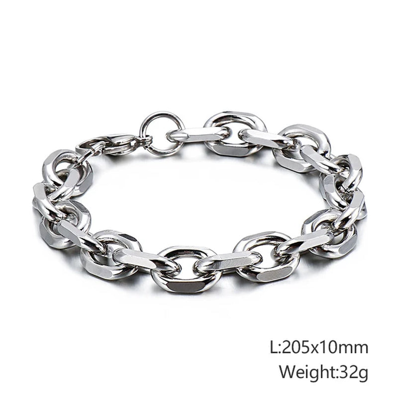 9Mm "O" Chain Bracelet for Men Stainless Steel Cuban Chain Male Gold Silver Color Bracelets Bangles Jewelry Wholesale