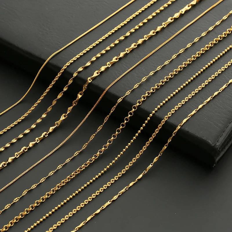 Fashion Copper Plated Chain Necklace for Men Women Multi-Style Snake Twist Box Beads Chain Necklace Male Jewelry Gift